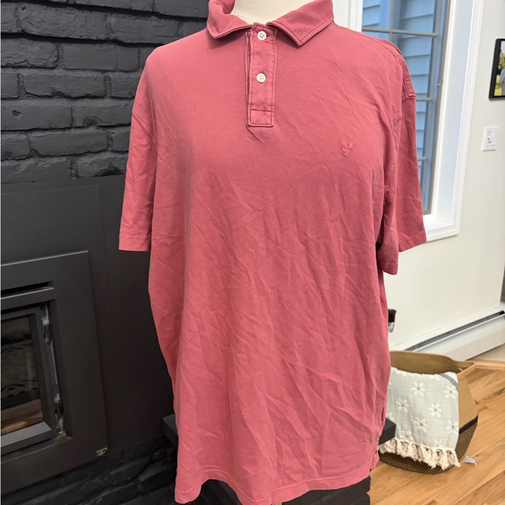 American Eagle Super Soft Standard Fit Deep Burgundy Polo Shirt NWTS